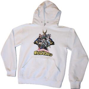 My Hero Academia Sweater Mens S White Hoodie Graphic Anime Drawstring Funimation